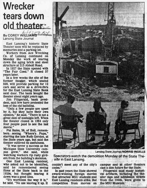 State Theatre - State Demo 9-5-85 From Ron Gross
